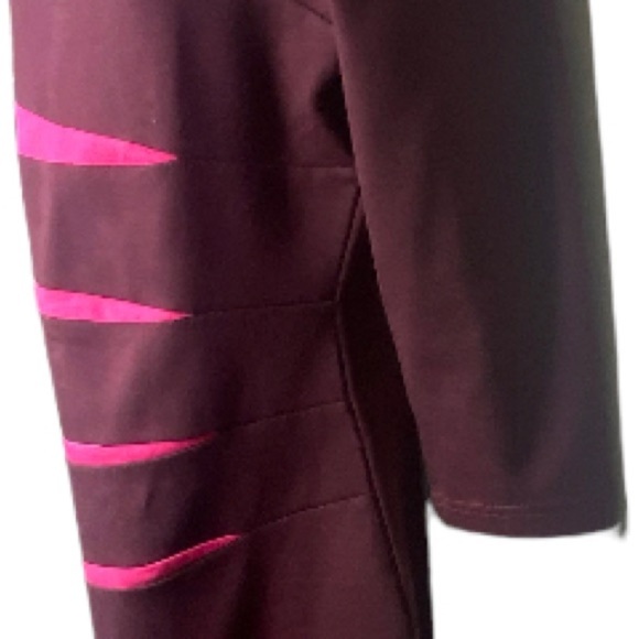 Fortric Women’s Knit Sheath Dress L Burgundy Pink Knee Length 3/4 Sleeves - Picture 8 of 11